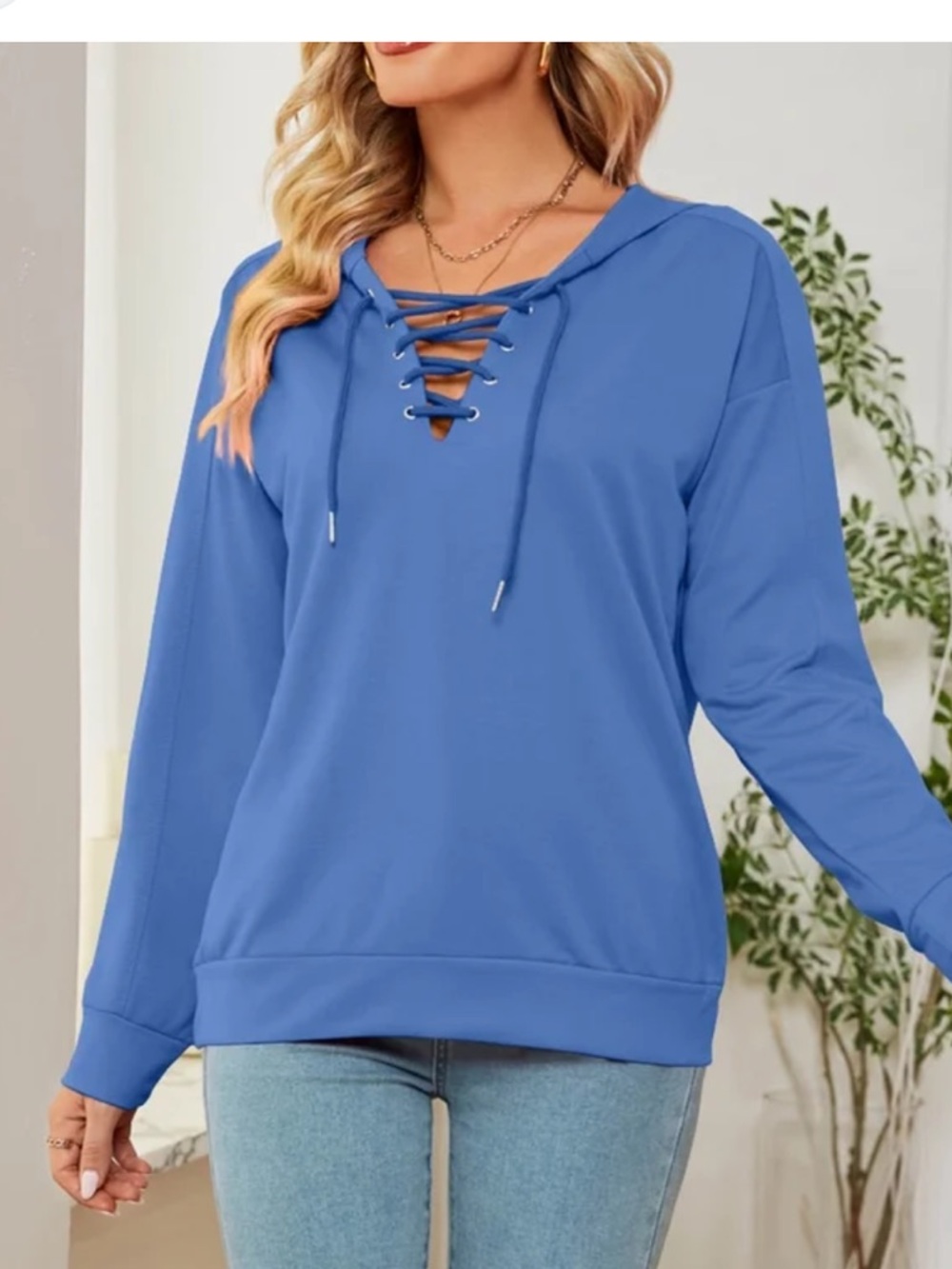 Ideology Slate Blue Lace-Up Sweatshirt